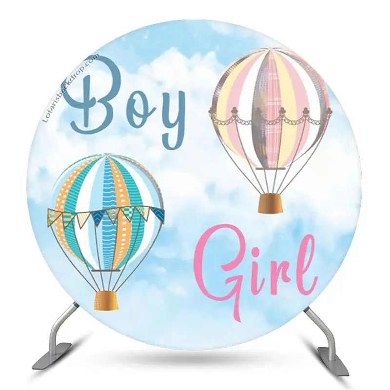 Aperturee Blue Sky Hot Air Balloon Circle Gender Reveal Backdrop | Birthday Round Backdrop Cover | Round Backdrop Stand Cover...