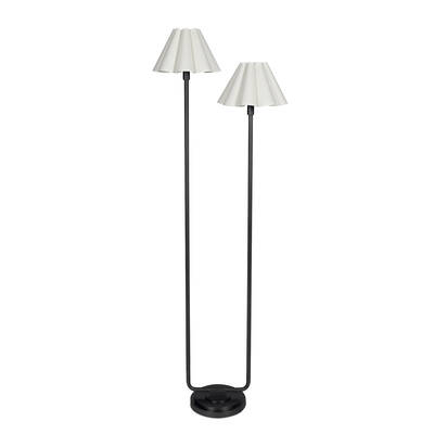 Polly Floor Lamp (Blackened Brass with Linen Scalloped Shade)