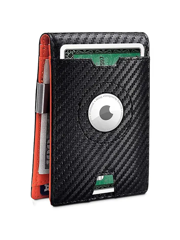 Men's Casual Geometric Pattern Pu Leather Card Holder, Minimalist Rfid Wallet for Men, Simple Multiple Slots Credit Card Hold...