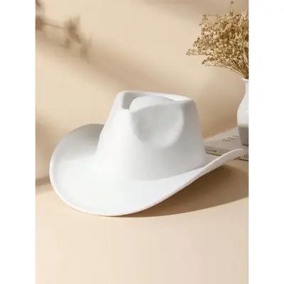 1pc Unisex Solid Boho Cowgirl Hat Cowboy Hat Fedora Hat Jazz Panama Hat Soft Felt Hat Western Suitable For Daily Use