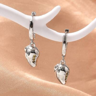 Brass Cubic Zirconia Hoop Earrings