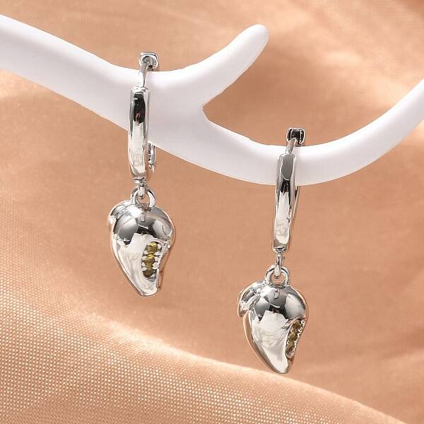 Brass Cubic Zirconia Hoop Earrings