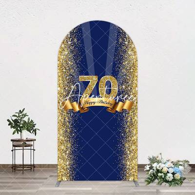 Aperturee Navy Blue Gold Glitter 70th Birthday Arch Backdrop, 1.6X4FT(0.5X1.2M), 38.18 USD, arch backdrop kit, GXH0A640-A