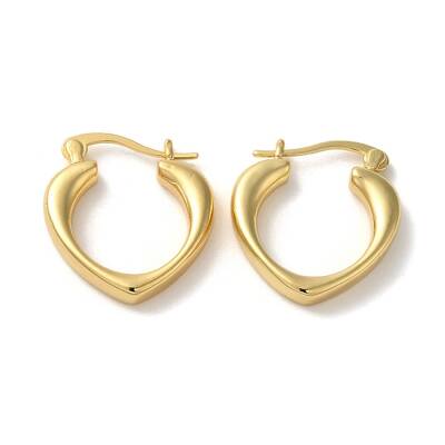 Rack Plating Brass Heart Hoop Earrings for Women