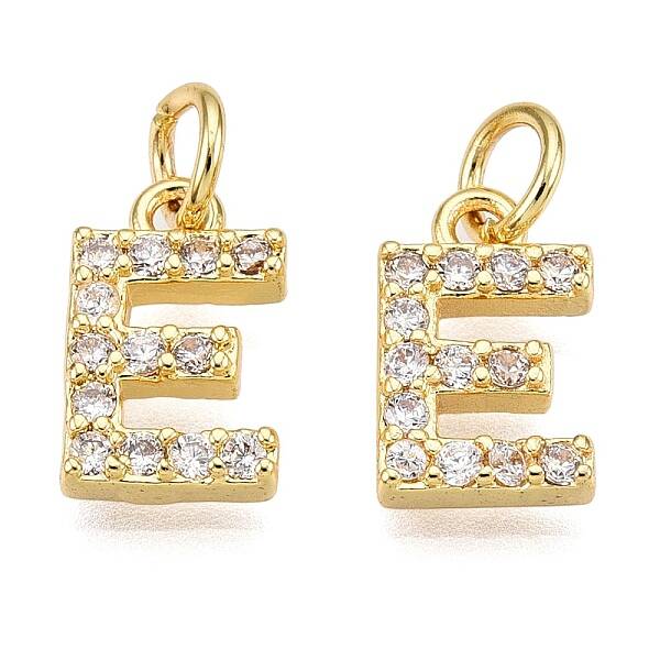 Brass Micro Pave Clear Cubic Zirconia Charms