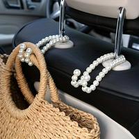 Car Seat Back Hook (1 Pair), Multi-functional Creative Bead Decor Stainless Steel Car Seat Back Hook, Universal Car Interior ...