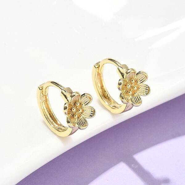 Flower Brass Hoop Earrings