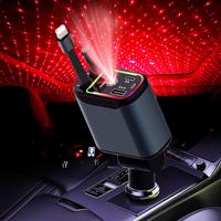 4-in-1 Car Charger, 66W Retractable Car Charger with Star Projector Night Light and LED Decorative Ceiling Light, USB Car Ada...