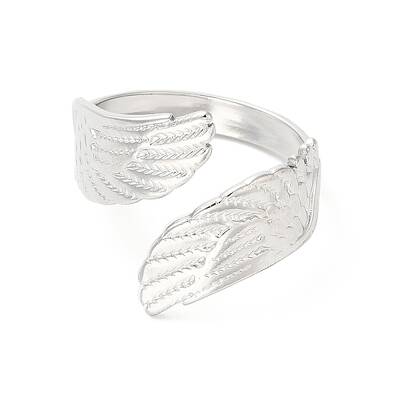 Non-Tarnish 304 Stainless Steel Double Wings Open Cuff Ring for Women