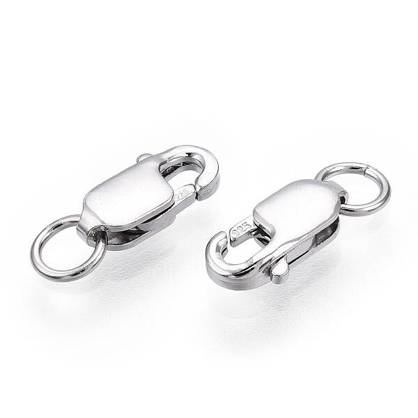 Rhodium Plated 925 Sterling Silver Lobster Claw Clasps