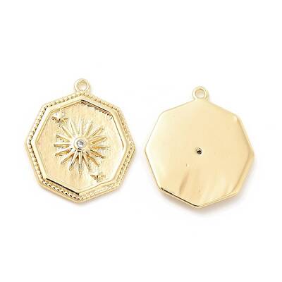 Brass with Micro Pave Clear Cubic Zirconia Pendants