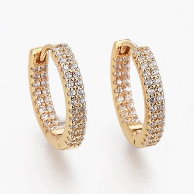 Clear Cubic Zirconia Small Chunky Huggie Hoop Earrings for Women