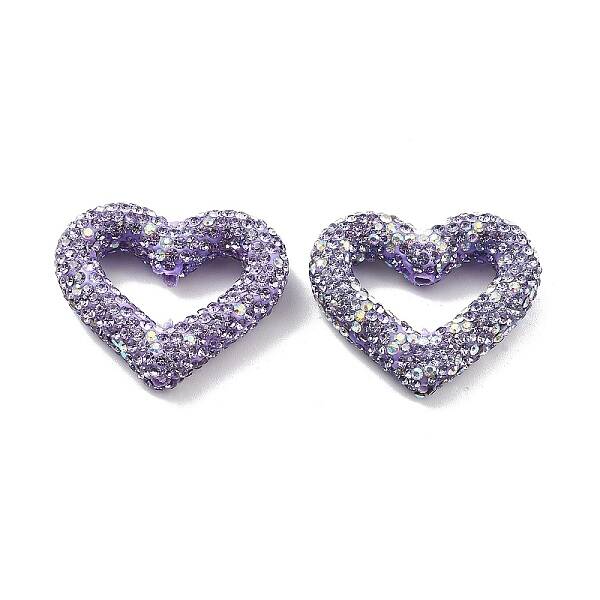 Heart Shape Polymer Clay Rhinestone Beads