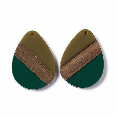 Opaque Resin & Walnut Wood Pendants
