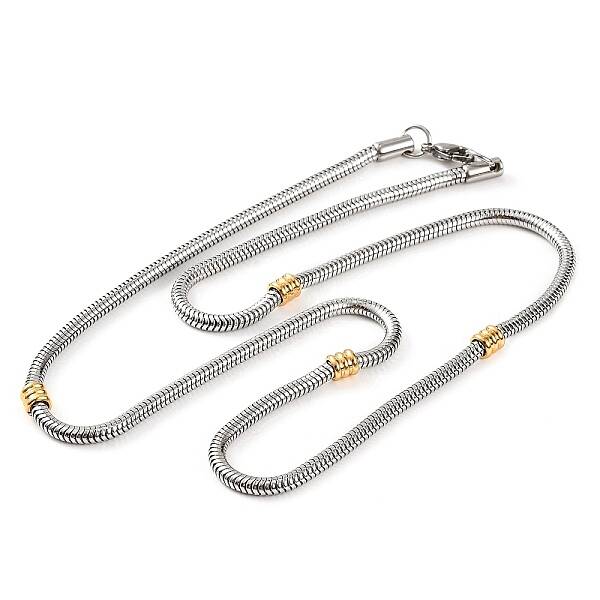 304 Stainless Steel Round Snake Chain Necklaces for Women