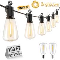 Brightown Outdoor String Lights with Shatterproof ST38 Dimmable Edison Bulbs, Waterproof, 2700K Warm Light, Perfect for Backy...
