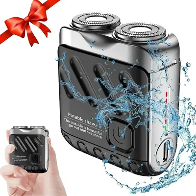 Portable Electric Shaver, 1 Box Double Head Magnetic Shaver with Cleaning Brush & Charging Cable & Storage Bag, Travel Shaver...