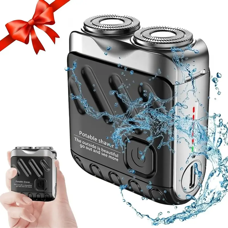 Portable Electric Shaver, 1 Box Double Head Magnetic Shaver with Cleaning Brush & Charging Cable & Storage Bag, Travel Shaver...