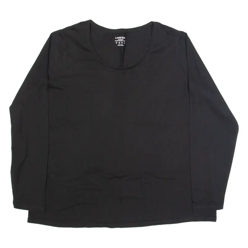 LANDS END Shaped Fit Womens Top Black Long Sleeve XL