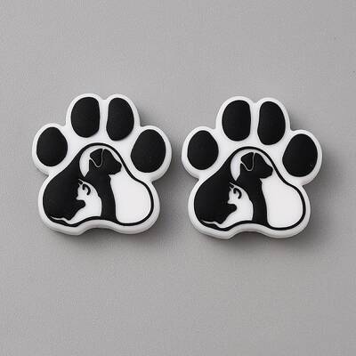 Paw Print Food Grade Eco-Friendly Silicone Focal Beads