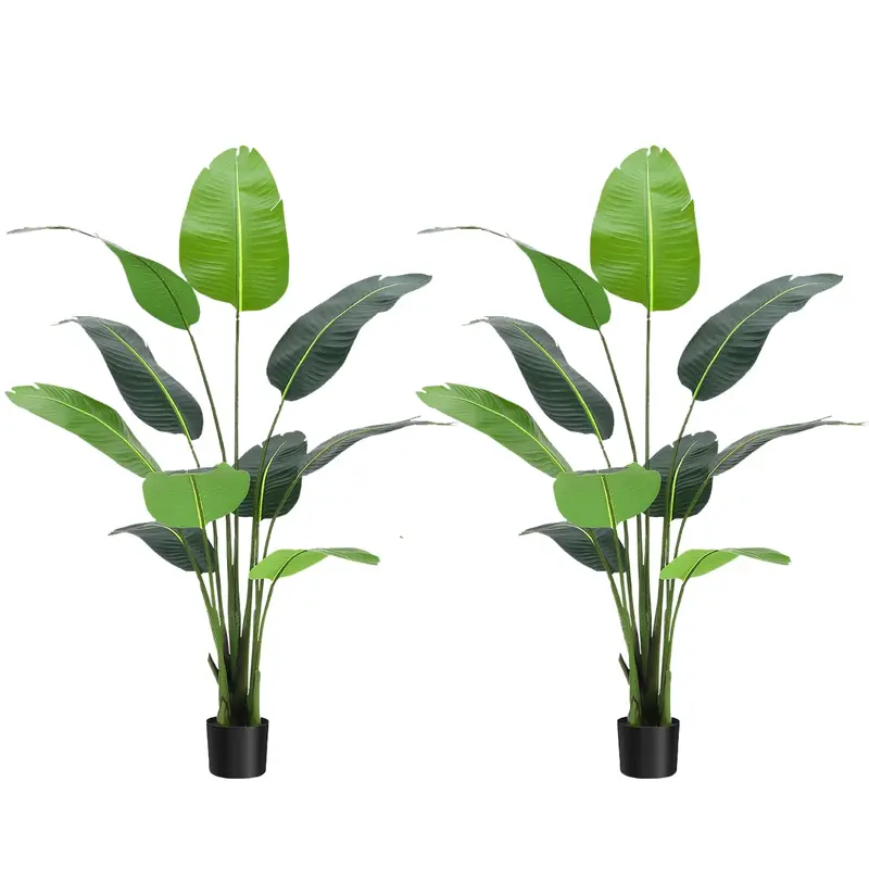 Garvee Bird of Paradise Artificial Plants 5 Ft Faux Trees Lush Green Leaves Easy Maintenance Flame Retardant Material Indoor ...