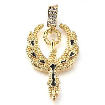 Brass Micro Pave Clear Cubic Zirconia Enamel Pendants