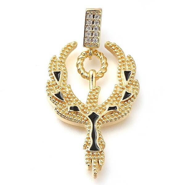 Brass Micro Pave Clear Cubic Zirconia Enamel Pendants