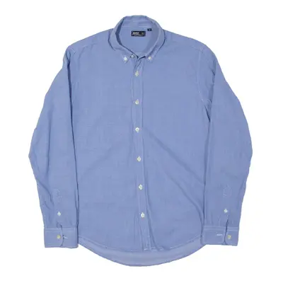 RIFLE Plain Shirt Blue Long Sleeve Mens M