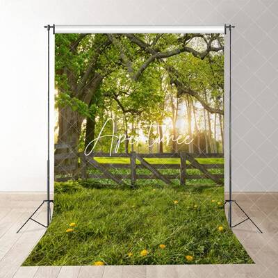 Morning Warm Sunlight Grassland Spring Photo Backdrop - Aperturee