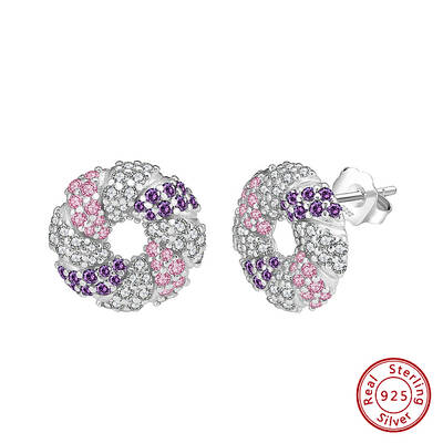 925 Sterling Silver Micro Pave Cubic Zirconia Stud Earrings