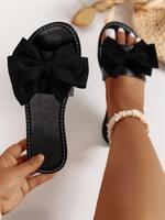 Women's Bowknot Design Slip on Sandals, Casual Comfortable Flat Sandals for Beach Vacation, Girl Lightweight Breathable Sanda...