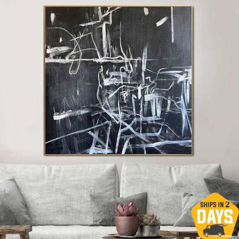 Large Original Abstract Black And White Paintings On Canvas Textured Painting Minimalist Handmade Art Oil Painting | ANOMALY ...
