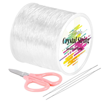 1mm Elastic String, 328Feet Stretchy Bracelet Crystal String with 2 Beading Needles and 1 Scissors for Beading and Jewelry Ma...