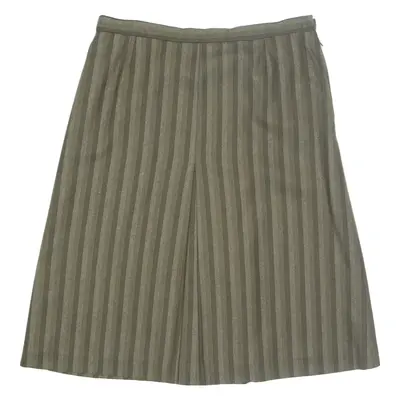 GERARD PASQUIER Womens A-Line Skirt Green Midi Wool Striped L