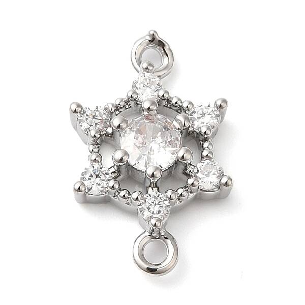 Brass Pave Clear Cubic Zirconia Connector Charms