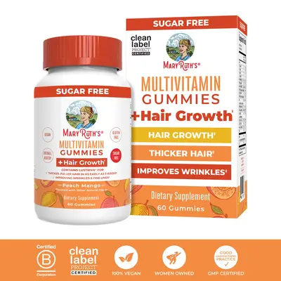 MaryRuth's Multivitamin + Hair Growth Gummies - With Lustriva - Formulated for Thicker Hair, Wrinkles, Fine Lines, Skin Care ...