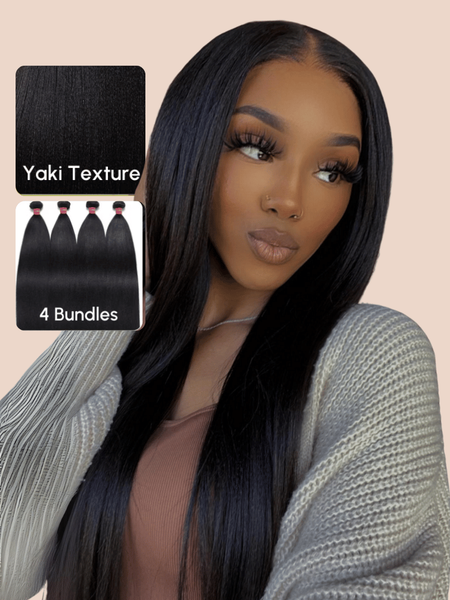 UNice Yaki Hair Bundles 4 Pcs/pack Yaki Virgin Human Hair