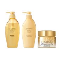 TSUBAKI Golden Hair Mask (180g) + Camellia Premium Moisturizing Shampoo & Conditioner Set (15.22 fl oz x 2) | Salon-Level Car...