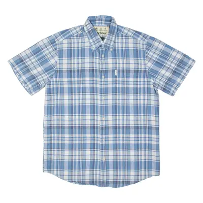 BARBOUR Mens Shirt Blue Linen 90s Plaid S