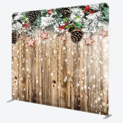 Aperturee Christmas Leaf Stars Wooden Pillow Case Backdrop - Aperturee