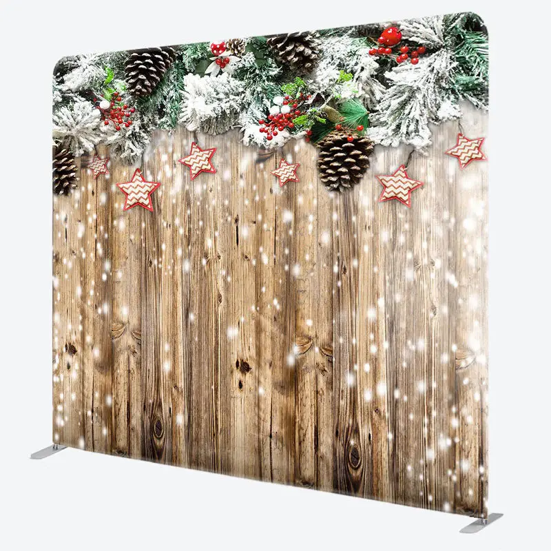 Aperturee Christmas Leaf Stars Wooden Pillow Case Backdrop - Aperturee