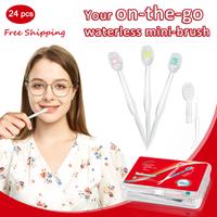 Portable Mini Brushes-Disposable Toothbrushes with Toothpaste, Oral Interdental Brush Comfort Tongue Scraper and Toothpick Bo...