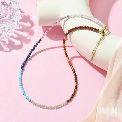 3.5mm Chakra Gemstone Round Beaded Necklaces