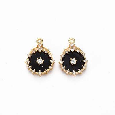 Brass Micro Pave Clear Cubic Zirconia Pendants