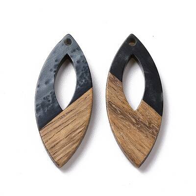 Opaque Resin & Walnut Wood Pendants