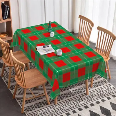 Green Christmas Holiday Rectangle Tablecloth - Aperturee