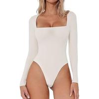 Womenswear Seamless Sculpt Long Sleeve Thong Bodysuit for Tummy Control  Going Out Fabric Comfortable Tops Basic Casual Minim...
