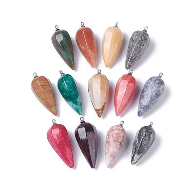 Natural Mixed Gemstone Pointed Pendants