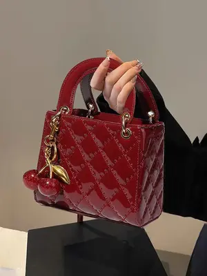 Women's Elegant Cherry Decorated Handbag, Fashionable PU Leather Crossbody Bag for Daily Used, Casual Trendy Versatile High-q...