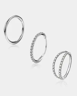 3PCS Classic and Hottest Nose Rings Set - Silver / 7mm